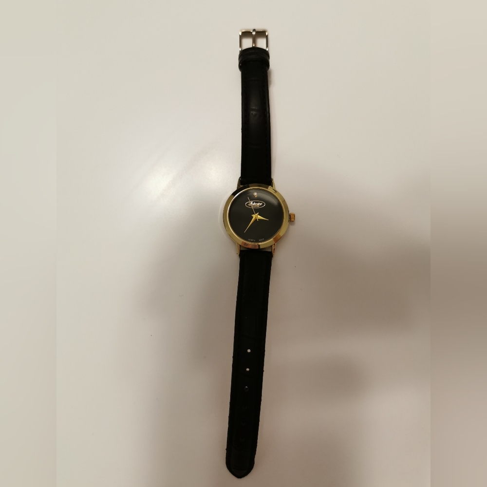 Antonino Gold With Black Strap Watch